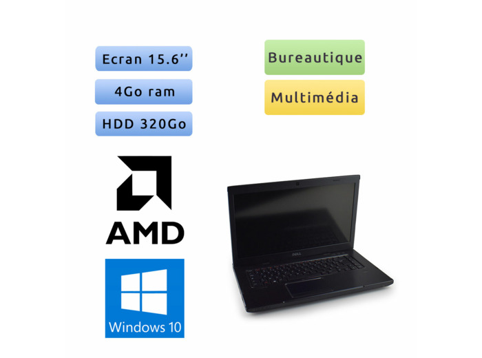 Dell Vostro 3555 - Windows 10 - A4-3300M 4Go 320Go - 15.6 - Webcam - Grade B - Ordinateur Portable