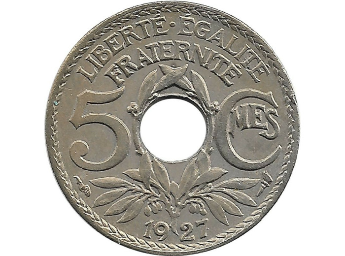 FRANCE 5 CENTIMES LINDAUER 1927 TTB