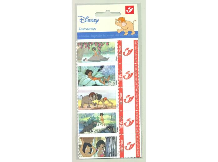 BELGIQUE 5 timbres personnalisés 2005 DISNEY LE LIVRE DE LA JUNGLE DUOSTAMP