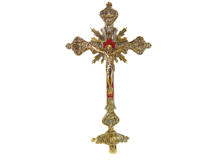 Crucifix 34cm en Laiton sur Pied