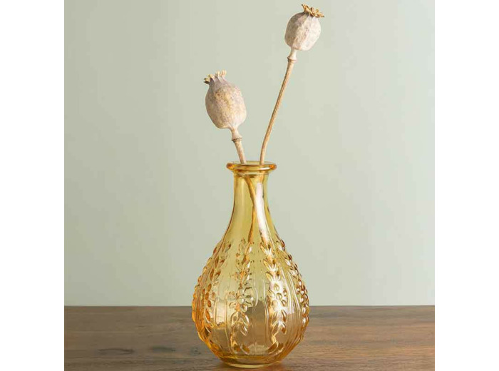 Vase Liseron ambre verre 15x9x9cm