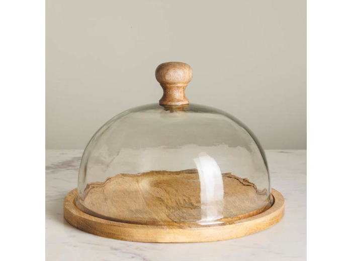 Plateau rond cloche en verre Soledad 19x28cm