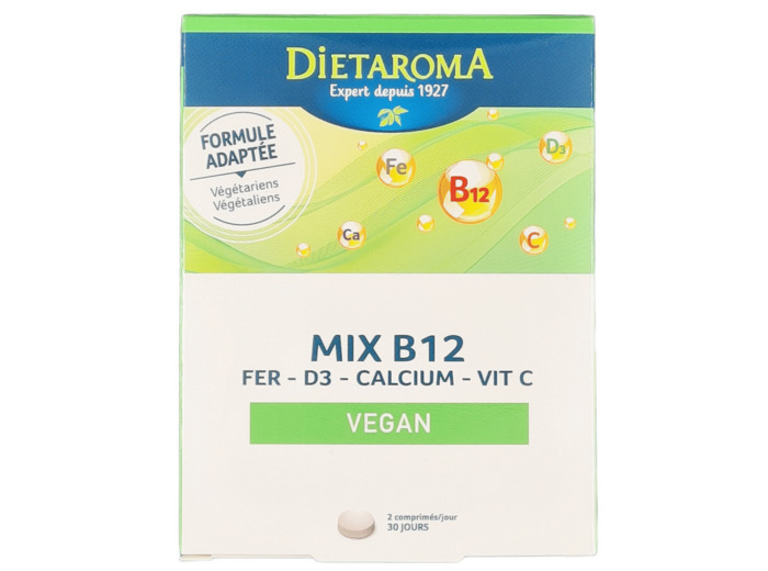 Mix B12 Fer D3 Calcium Vitamine C Vegan 60 Comprimés