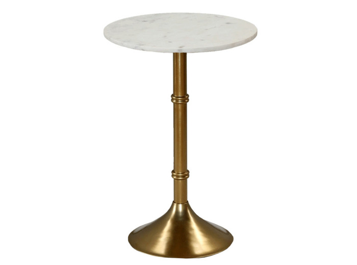 Table basse dorée marbre blanc 46x61cm