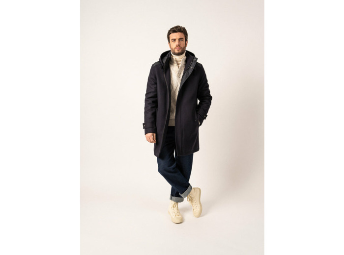 Manteau long en laine St Sydney
à capuche amovible