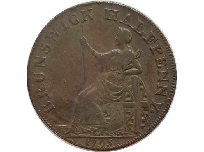 GRANDE BRETAGNE TOKEN (1/2 PENNY) BRUNSWICK HALFPENNY J. KILVINGTON 1795 TTB