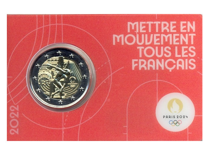 FRANCE 2022 2 EURO J.O 2024 METTRE EN MOUVEMENT COINCARD