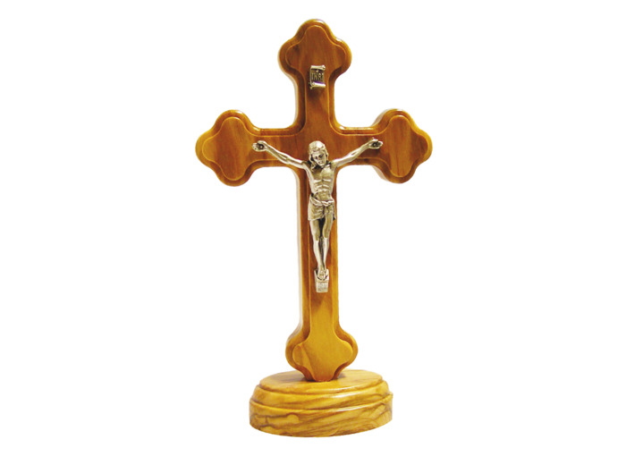 Crucifix en Olivier 15cm sur Pied