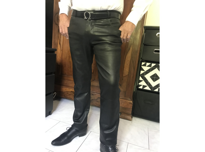 Pantalon homme cuir strech noirEM5050