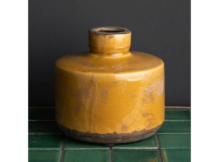 Vase bouteille large moutarde 13x13cm