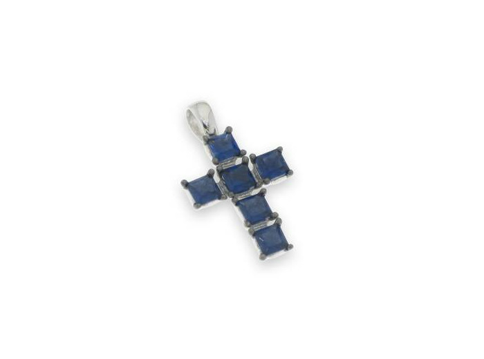 Croix en Argent 925- 2cm- SAPHIRS synthétiques