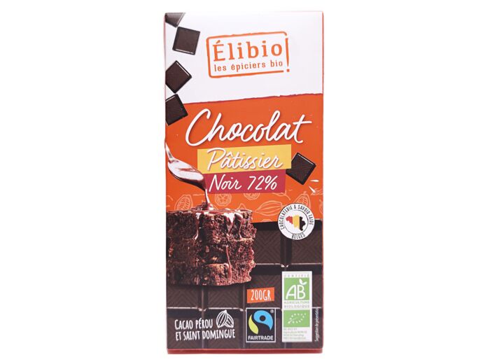 Chocolat Noir Pâtissier 72% Bio 200g