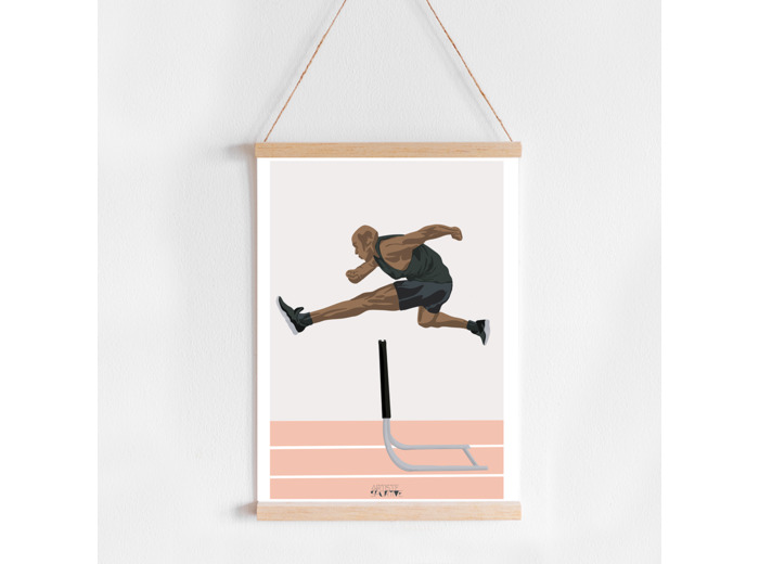 Affiche athlétisme "Saut haie homme"