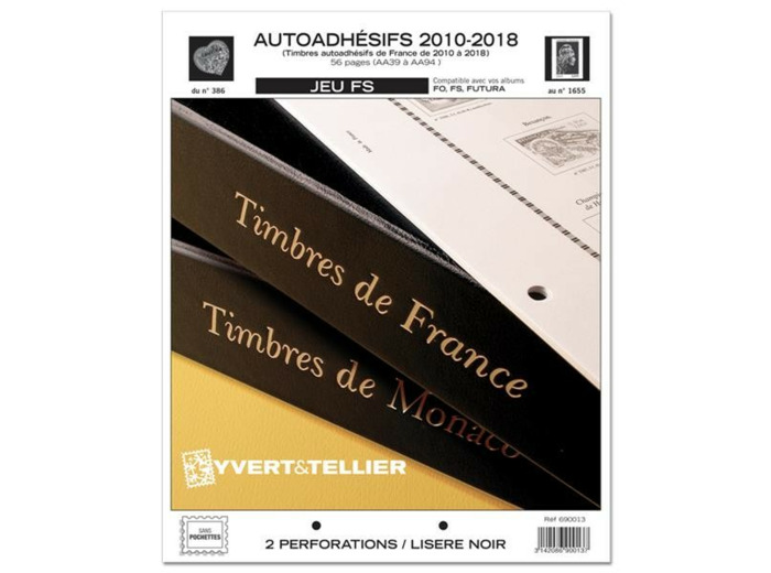 FEUILLE COMPLEMENTAIRE FRANCE 2010 à 2018 FS AUTOADHESIFS (SANS POCHETTE)