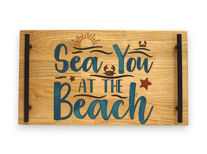 Sea You at the Beach - Plateau en bois et résine époxy