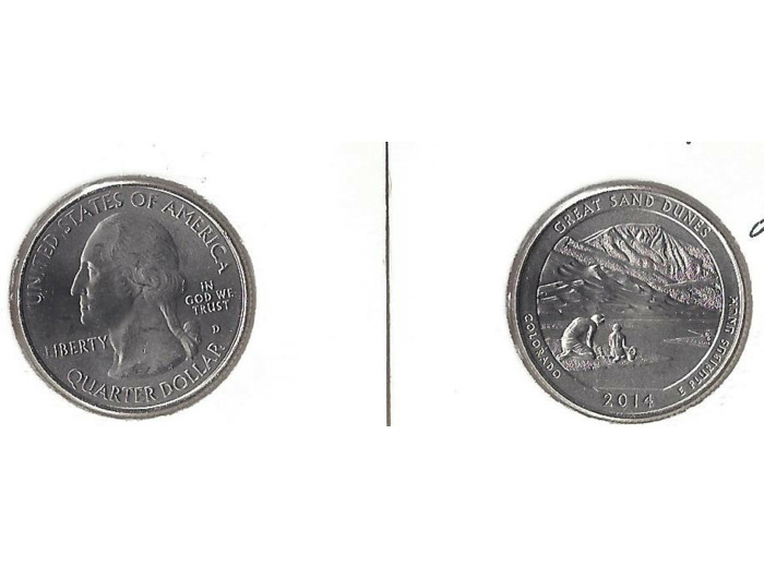 AMERIQUE (U.S.A) 1/4 DOLLAR 2014 D GREAT SAND DUNES SUP-