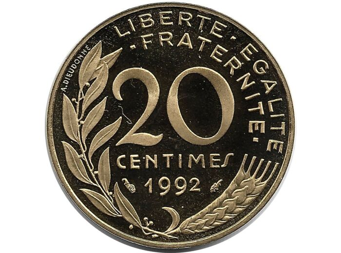 FRANCE 20 CENTIMES LAGRIFFOUL 1992 BE