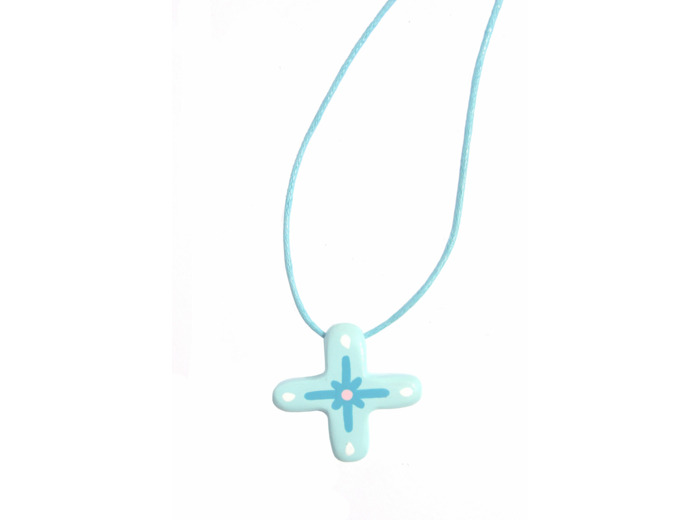 Croix pendentif bleue 25mm