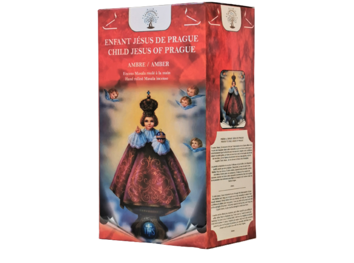 12 étuis de 12 bâtons d'Encens - Enfant Jésus de Prague - Ambre
