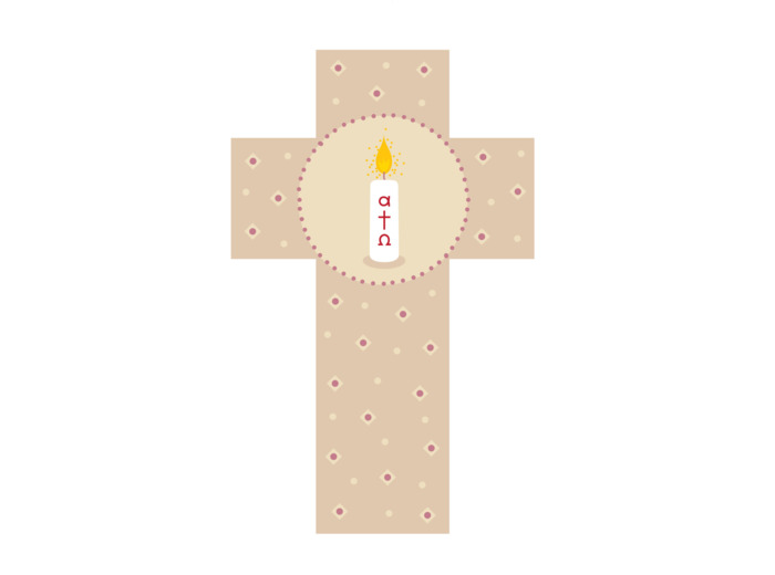 Croix Cierge beige 12cm