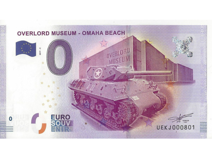 14 COLLEVILLE SUR MER 2017-2 OVERLOD MUSEUM OMAHA BEACH BILLET 0 EURO