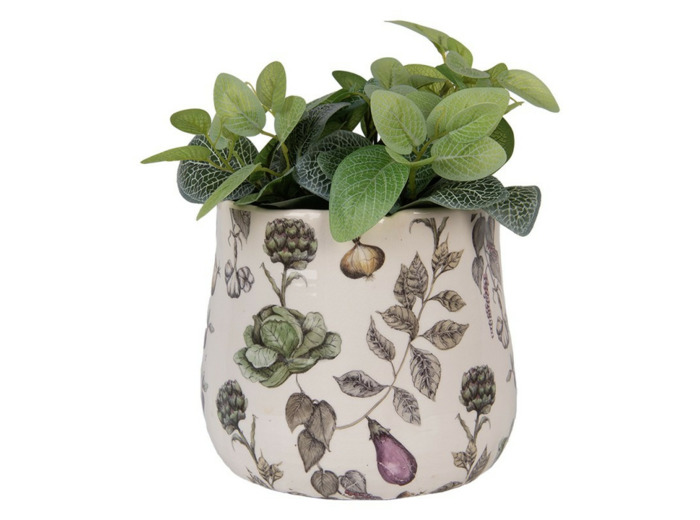 Pot de fleurs légume beige céramique 21x21x19cm