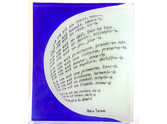 La vie est… (Mère Teresa) 20X17cm - EMAUX DU LIBAN