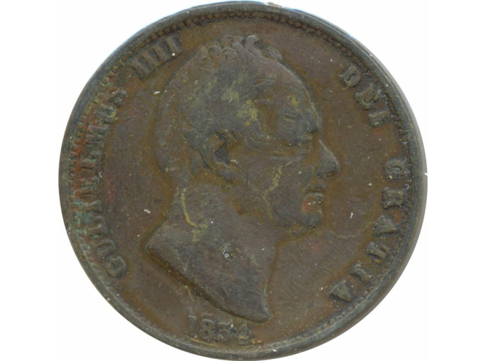 GRANDE BRETAGNE 1/2 PENNY GUILLAUME IV 1834 TB+ n1