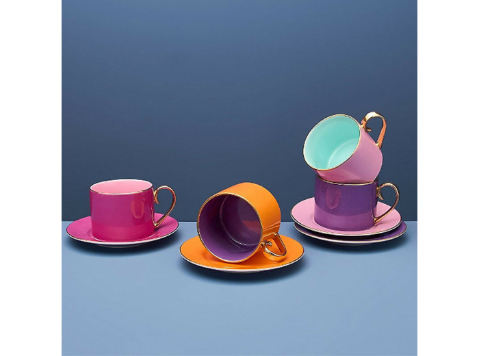 Ensemble de 4 tasses avec soucoupe Fancy 16x8cm