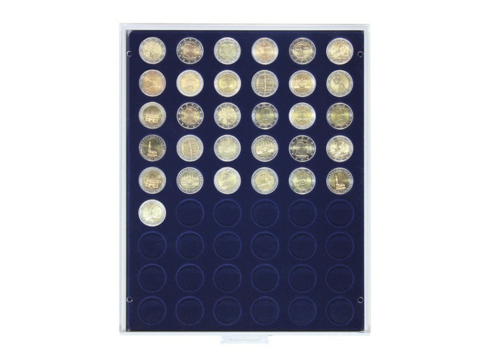 MEDAILLIER MONNAIES BLEU 54 CASES RONDES POUR 2 EURO