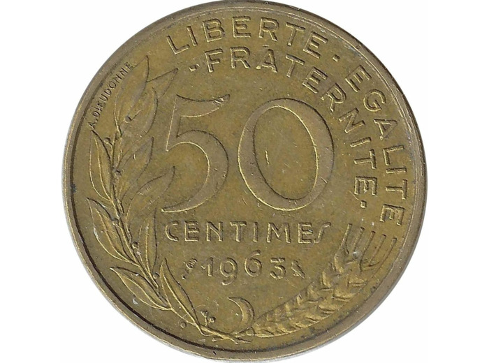 FRANCE 50 CENTIMES LAGRIFFOUL 1963 3 plis TTB