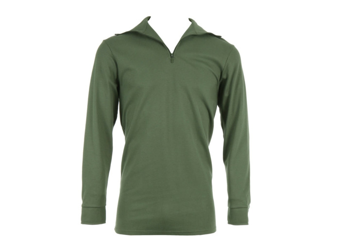 Chemise kaki en coton, col zip, idéale sur le terrain et en bivouac