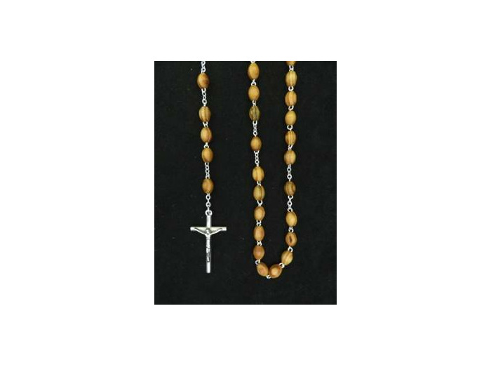Chapelet TYPE OLIVIER grain ovale- chaine argentée + boite