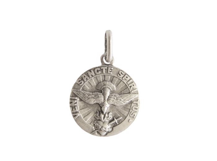 Médaille 18mm en Métal Argenté - SAINT ESPRIT