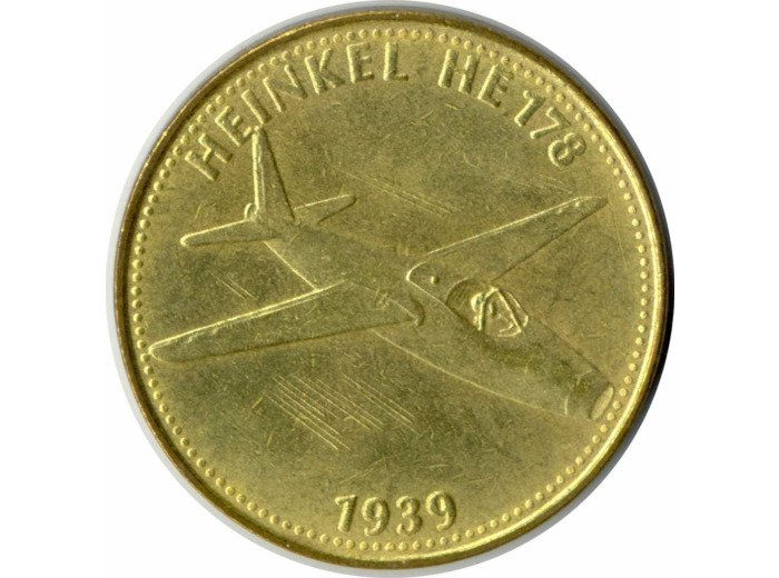 JETON - COLLECTION SHELL L'EPOPE DE L'ESPACE HEINKEL HE178 1939 SUP