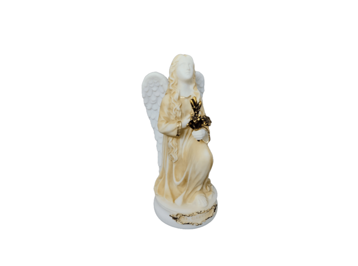 St Gabriel - Statue en albâtre 15cm - Beige et or