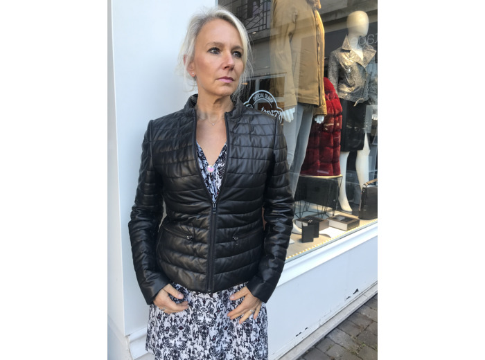 AF2018705 Veste femme cuir agneau prune