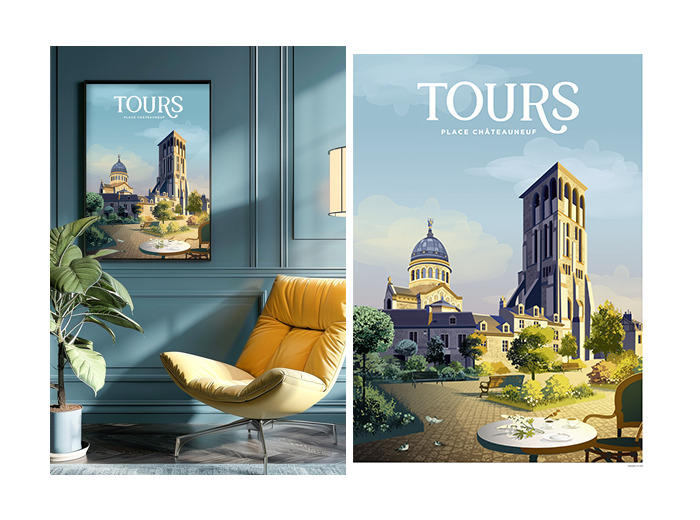 TOURS-PLACE CHÂTEAUNEUF - POSTERS