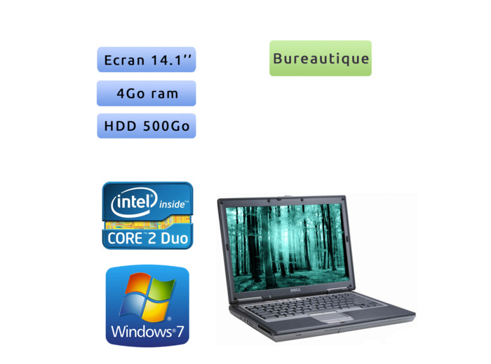 Dell Latitude D630 - Windows 7 - C2D 4GB 500GB - 14.1 - Ordinateur Portable PC