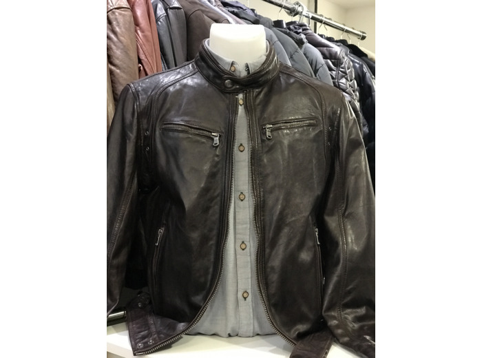 DAD578 Blouson homme cuir marron ou cognac