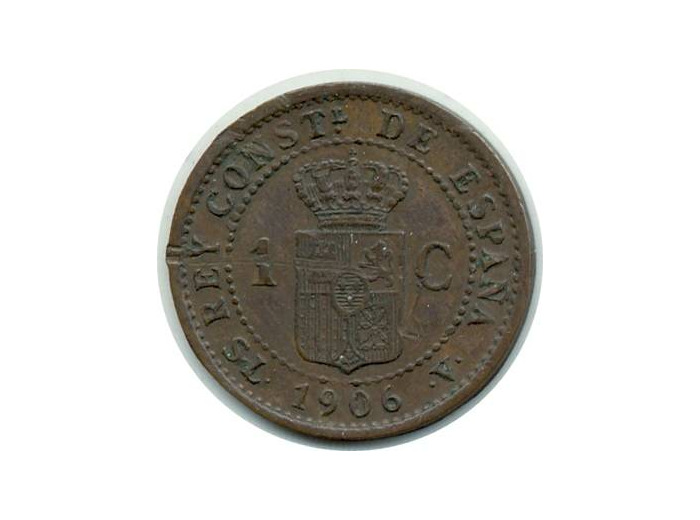 ESPAGNE 1 CENTIMO 1906 SLV ALFONSO XIII SUP- (W726)