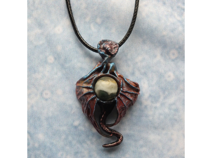 Pendentif "Dragonnière de Pern" pierre naturelle Agate Arbre