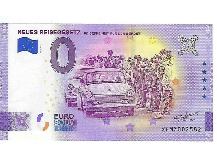 ALLEMAGNE 2021-33 NEUES REISEGESETZ BILLET SOUVENIR 0 EURO TOURISTIQUE NEUF