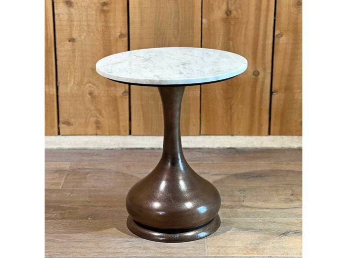 Table d'appoint Olga plateau marbre 46x52cm
