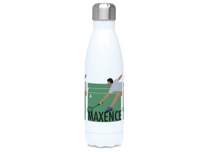 Gourde isotherme "Joueur de badminton" - Personnalisable