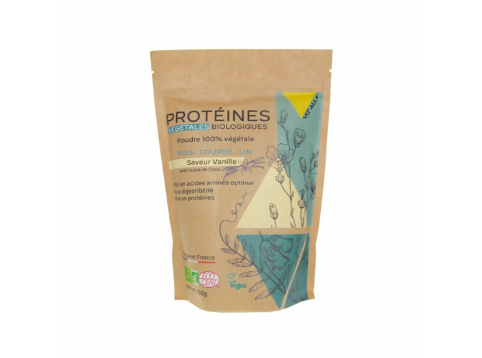 Protéines végétales Bio-saveur vanille-450g-Vit'all+
