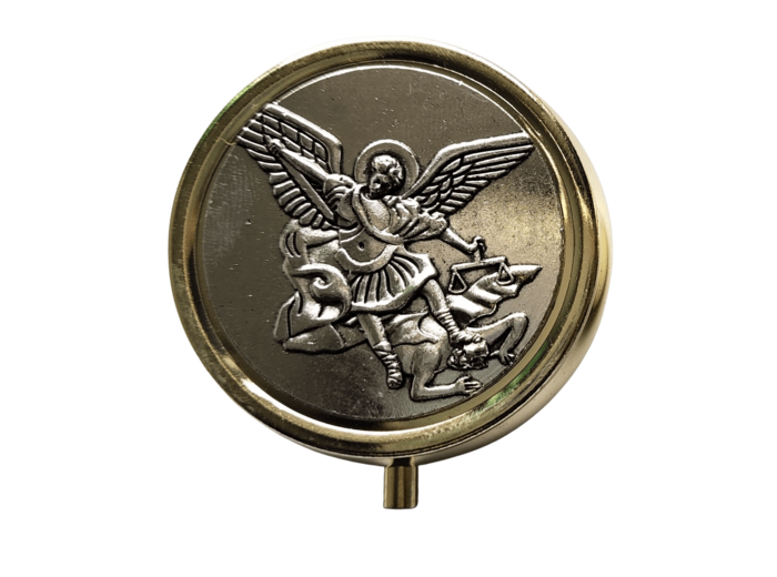 Custode dorée Diam. 5cm couvercle argenté SAINT MICHEL