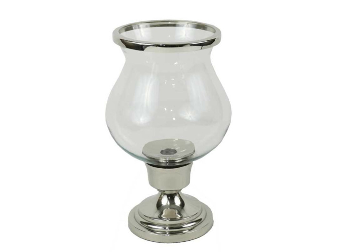 Photophore verre argenté 16x16x25cm