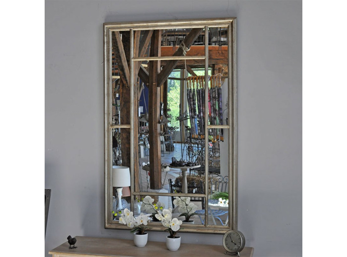 Grand miroir Banquet argenté bois 140X90cm
