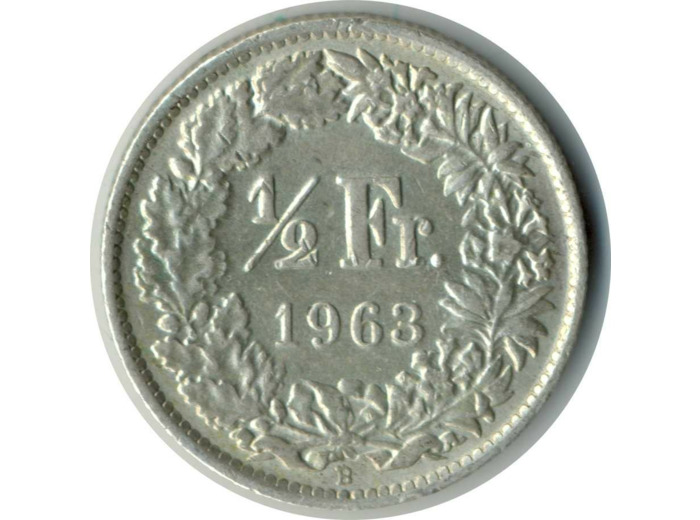 SUISSE 1/2 FRANC 1963 B SUP N2